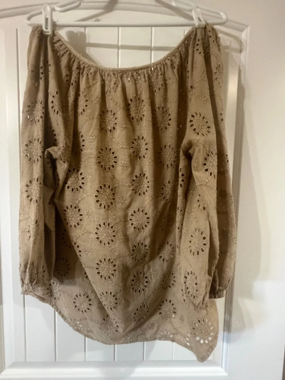 Solitaire Lace-Up Eyelet Tunic in Taupe - Picture 3 of 3